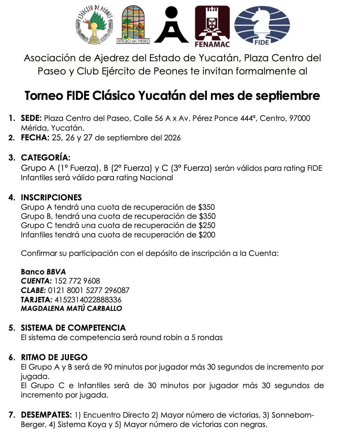 Foto 2 de Torneo Fide Clásico Yucatán 